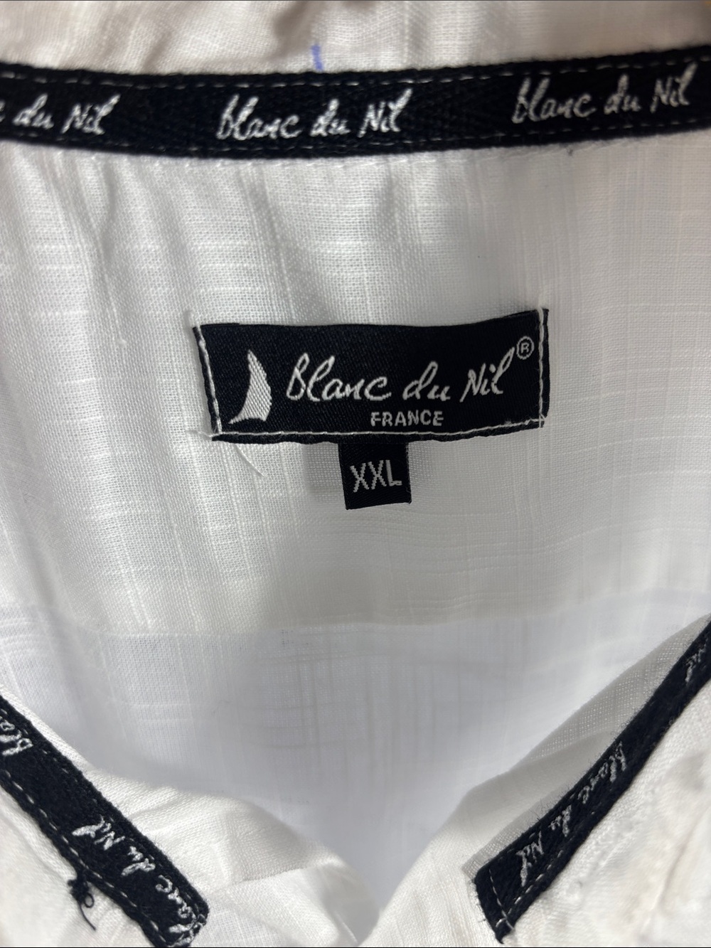 Men's White Short-Sleeve Cotton Casual Button-Down Shirt by Blanc du Nil - Picture 2 of 8